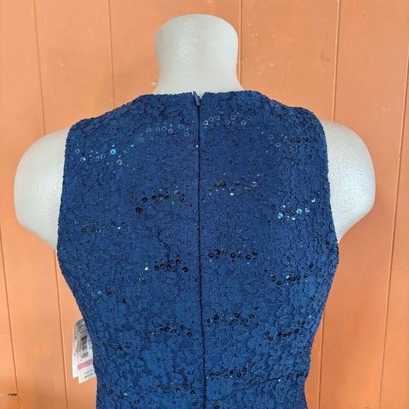 NWT Night Way Blue Lace & Sequins Cocktail Dress 10 - Picture 5 of 11